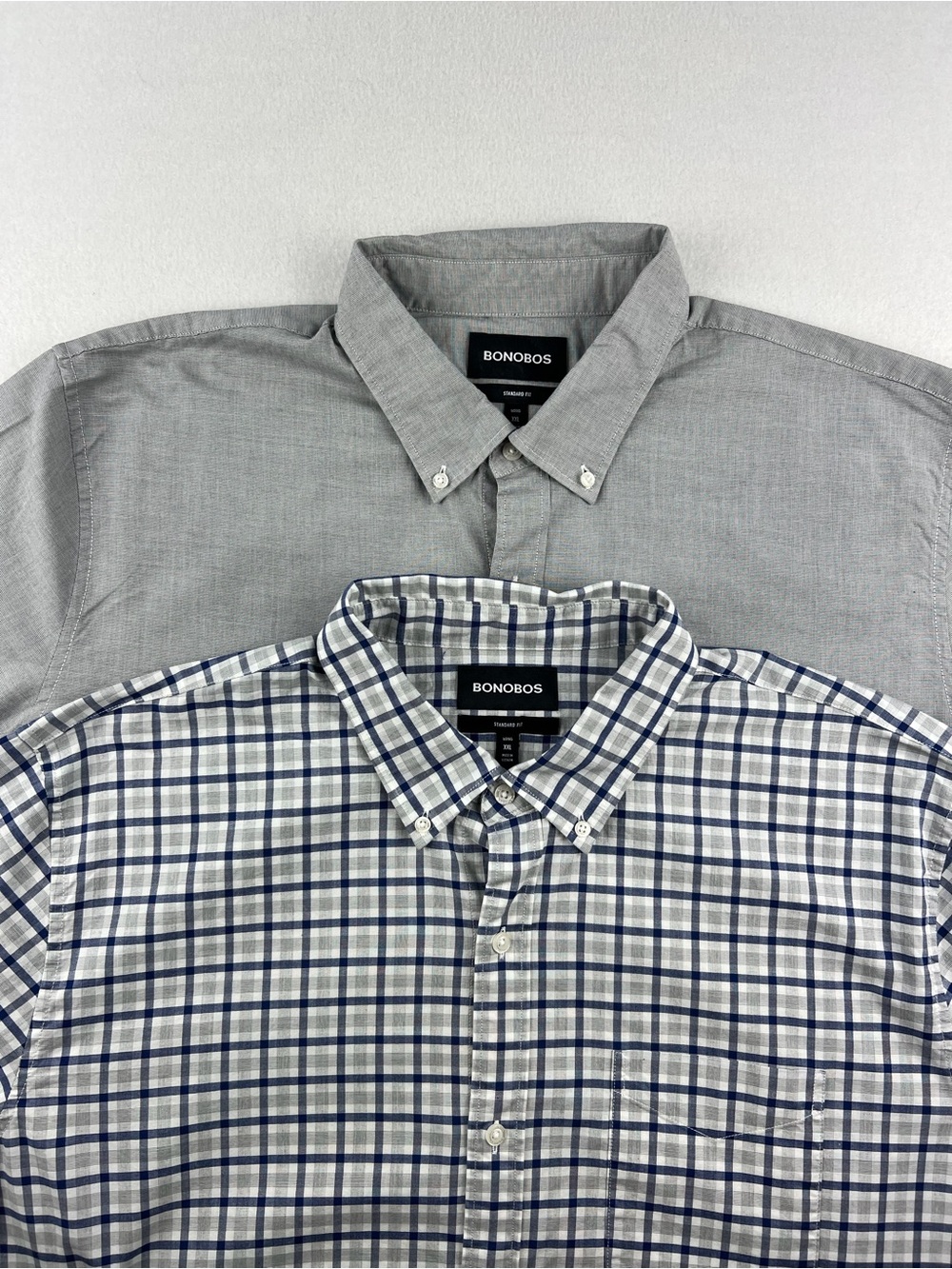 Bonobos Lot Of 2 Standard Fit Button Down Shirts Plaid & Solid Size XXL Long